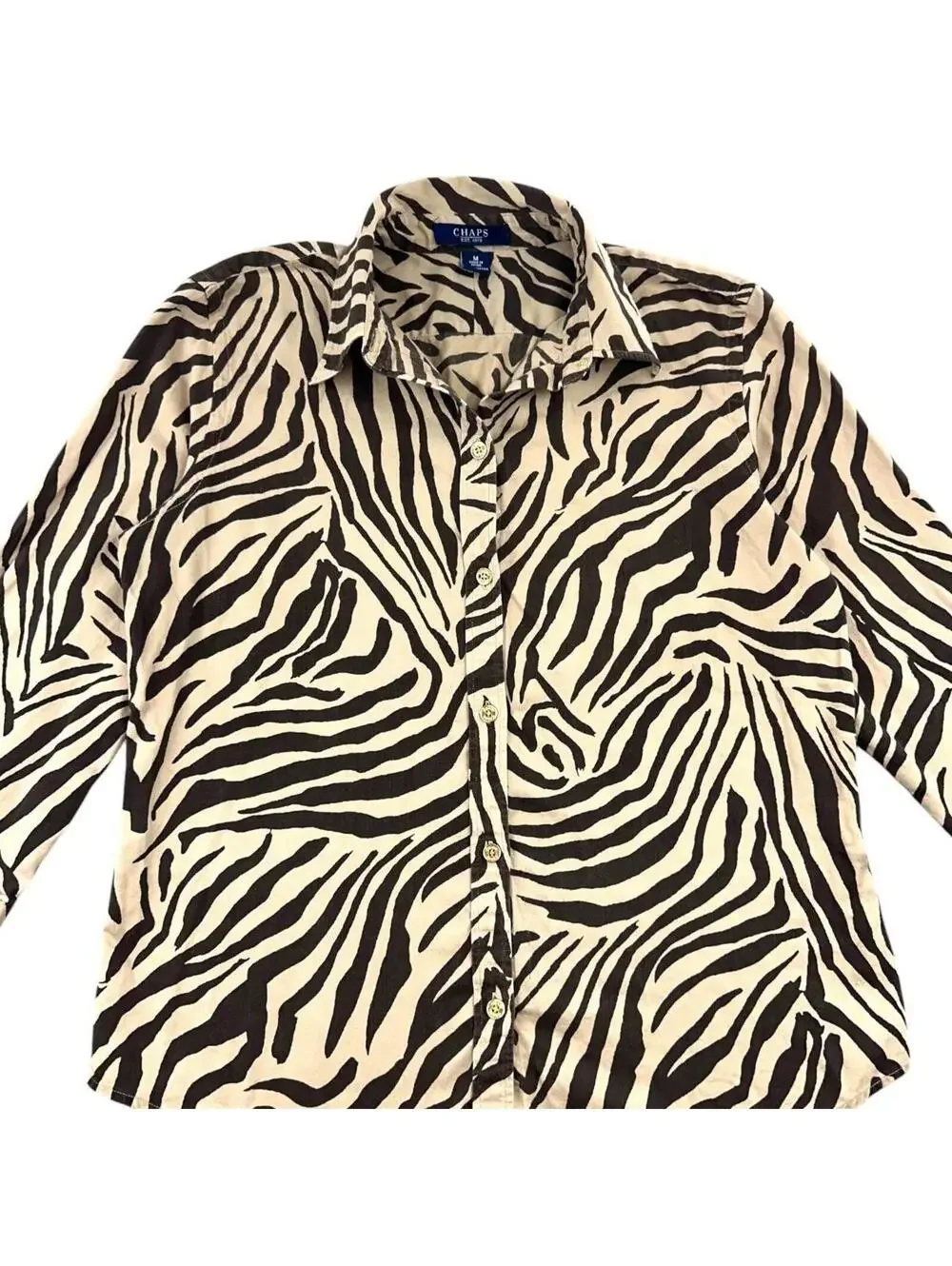 Chaps Zebra Print Button Down Blouse